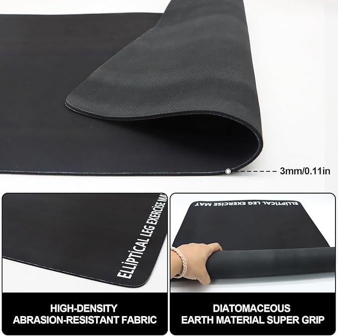 Leg Exerciser Machine Mat, Non-Slip Workout Mat for Under Desk Ellipticals, Ellipse Machine Non-Slip Mat, Workout Equipment Mat Floor Protection, Improves Machine Stability & Protects The Floor