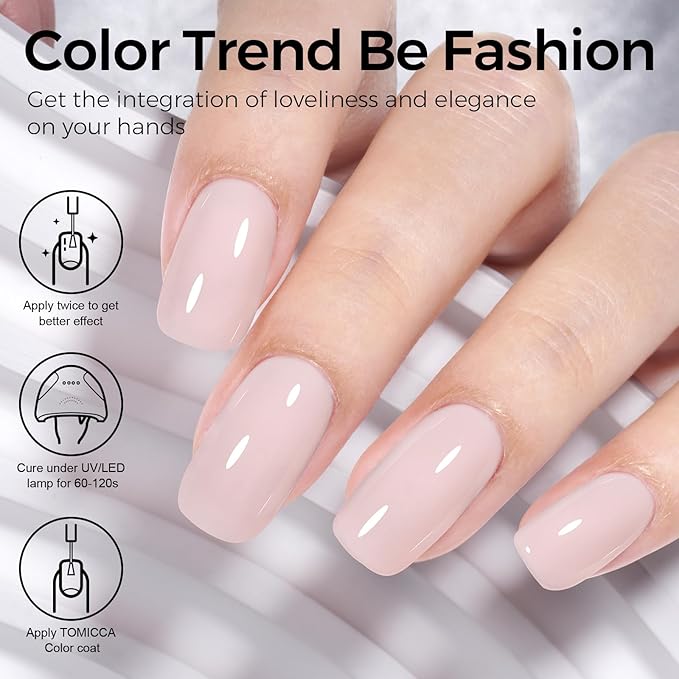 TOMICCA Light Nude Gel Nail Polish - Neutral DIY Manicure Salon Art