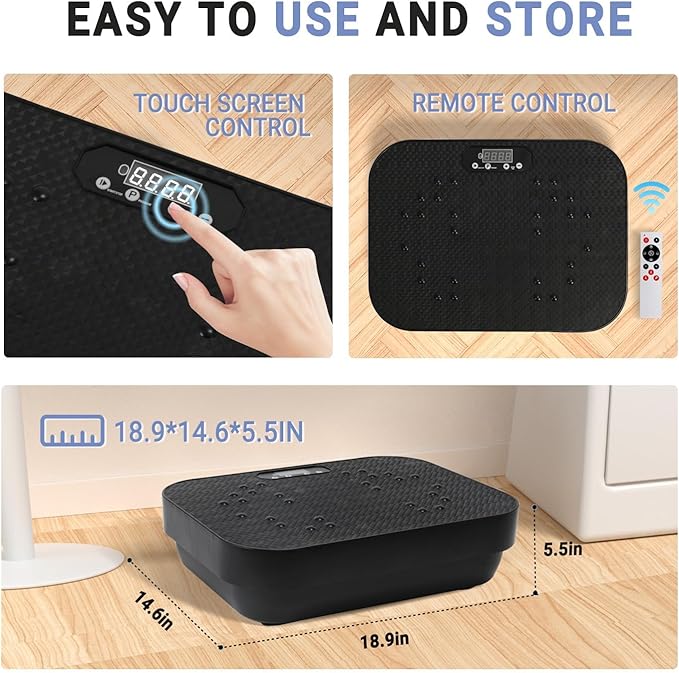 TODO Vibration Plate Exercise Machine Whole Body Vibration Machine with Remote Control for Pain Relief, Lymphatic Drainage, Weight Loss(3 Resistance Loops/Resistance Bands)