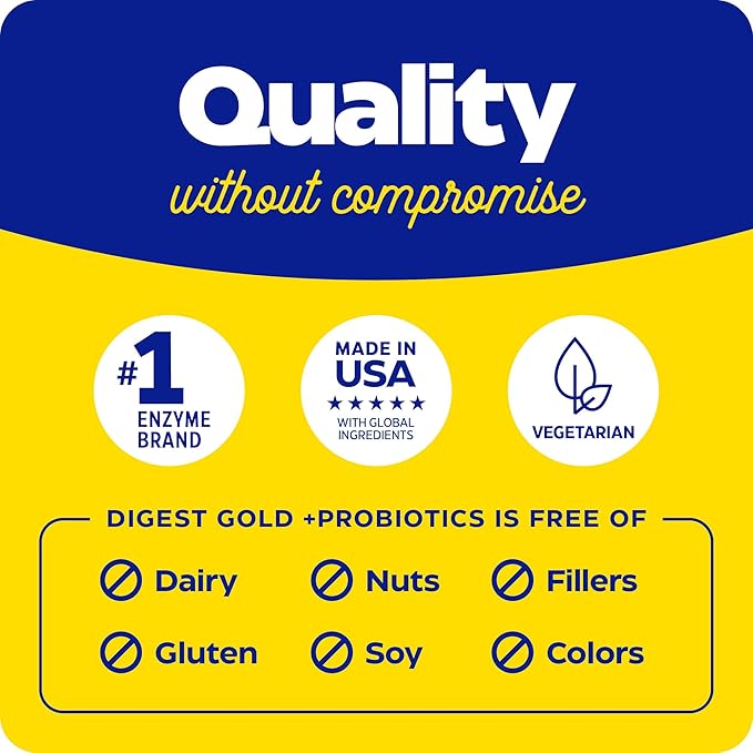 Enzymedica Digest Gold + Probiotics, 2-in-1 Formula for Gut Health, Digestive Enzymes & 1 Billion Active Probiotic Cultures, 90 Count (FFP)
