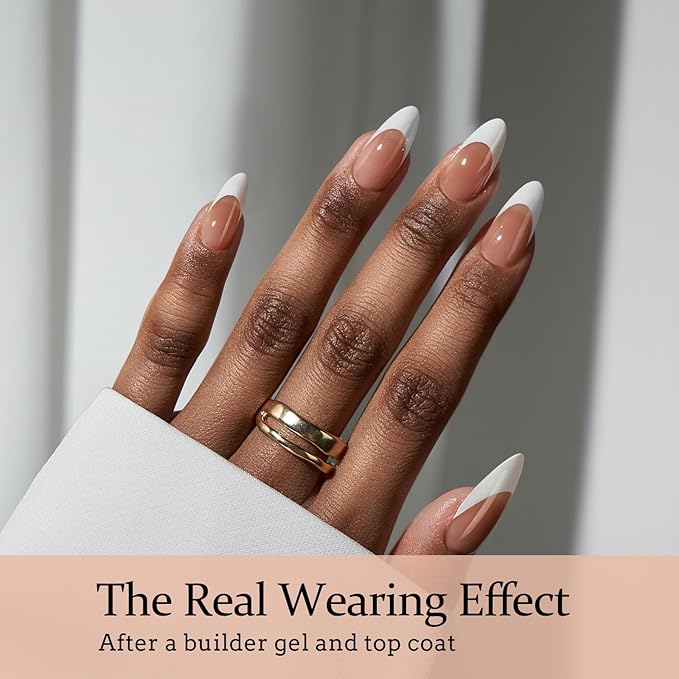 BTArtboxnails French Gel Nail Tips - French Tip Press on Nails Brown Medium Almond XCOATTIPS for Nail Extensions