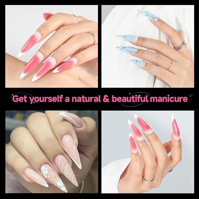 UNA GELLA XXL Stiletto Nail Tips, 312pcs Pre-shape Extra Long Stiletto Nails Tips Pre Etched Full Cover No Need File Clear Fake Nails for Party DIY Christmas Art Salon 12 Sizes