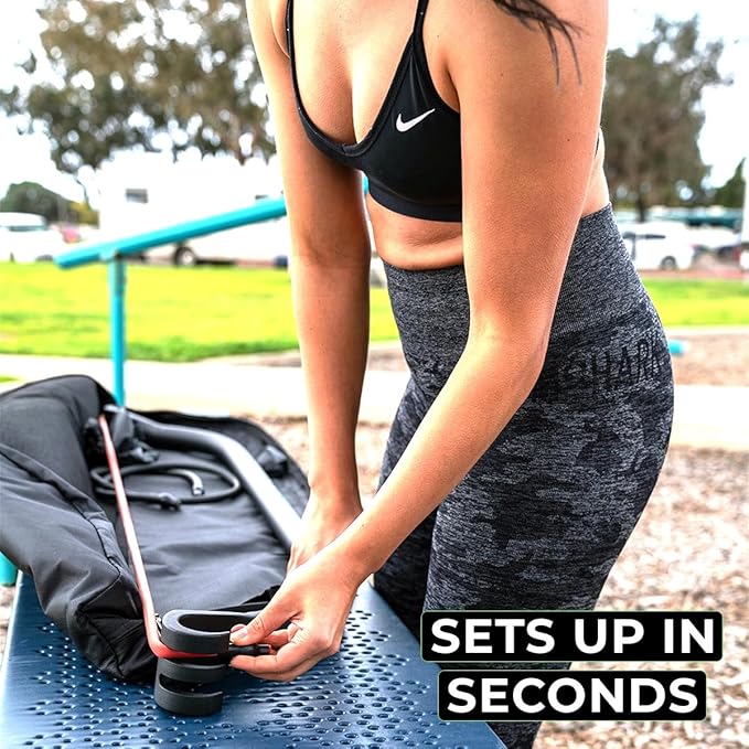 Gorilla Bow Original Portable Home Gym Resistance Bands and Bar System for Travel, Fitness, Weightlifting and Exercise Kit, Full Body Workout Equipment Set