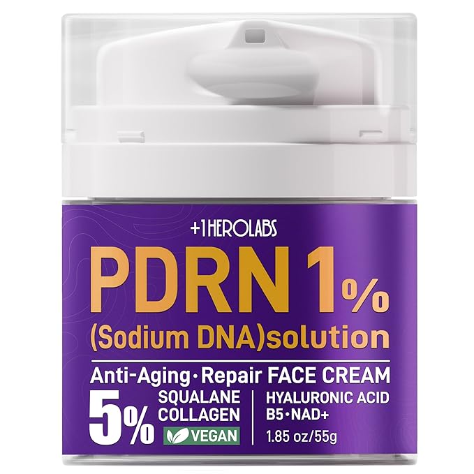 PDRN Anti-Aging Face Moisturizers Cream with 5% Squalane - 100% Pure PDRN Salmon DNA,Hyaluronic Acid & B5, Firming, Hydrating, Moisturizing Repair Face & Neck Skinare Cream for All Skin,1.85 Fl Oz