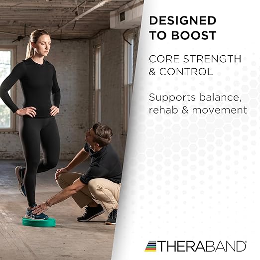 THERABAND Stability Trainer Pad, Beginner Level, Firm, Green Foam Balance Pad for Physical Therapy, Exercise Pad for Core Strength, Lightweight Non-Slip Balance Trainer, Portable Foam Pad for Home or Clinic Use