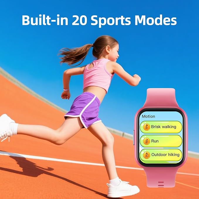 Parsonver Kids Smart Watch with Parent-Child Task & Reward System, Fun Fitness Tracker with 20 Sports Modes, Heart Rate & Sleep Monitor, IP68 Waterproof, Great Birthday Gifts for Boys Girls 5-16, Pink