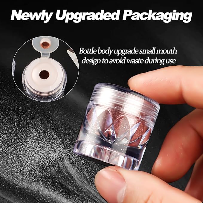 Chrome Nail Powder Kit 12 Colors Holographic Metallic Mirror Effect Chrome Pigment Glitter Dust for Nail Art Gel Polish Decoration Resin Craft Manicure Home DIY Salon Use