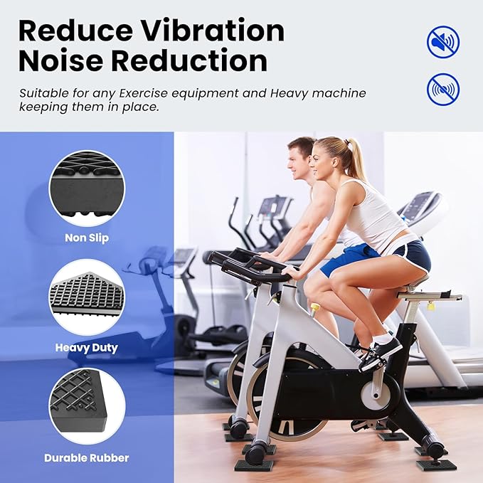 Exercise Equipment Mat 5.11x5.11x0.55in 6pcs, Heavy Duty Thick Steel Embedded Rubber Mat, Anti Slip/Noise Reduction/Vibration Resistance, Treadmills Equipment Pads, Used for Carpets, Wooden Floors
