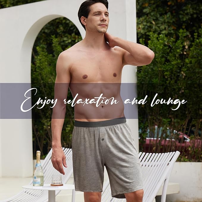 Men's Pajama bottoms Lounge Sleep Shorts Soft Comfortable Breathable Pajamas Shorts with Pockets 2 Pack