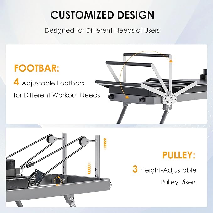 DlandHome Pilates Reformer, Foldable Pilates Reformer Machine with Springs & Resistance, Suitable for Advanced and Beginners Users Adjustable Pilates Equipment for Full-Body Home Workout Up to 330 lbs