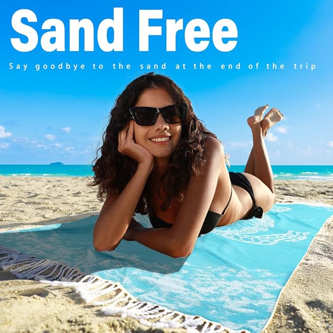 2 Pack Turkish Beach Towel Quick Dry Absorbent Cotton Lightweight Thin Bathroom Bath Pool Swim Towels Extra Large Oversized Sand Free Beach Accessories Essentials Stuff Cloud Adults Gift