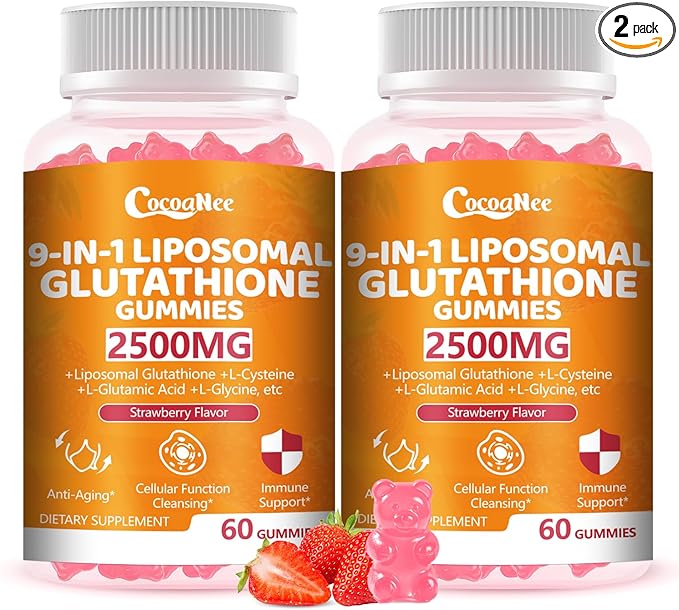 2 Packs 2500MG Liposome Glutathione Gummies, Composite L-Cysteine, Collocation Milk Thistle, Increas 98% Absorption Rate, Antioxidant Anti-Aginga