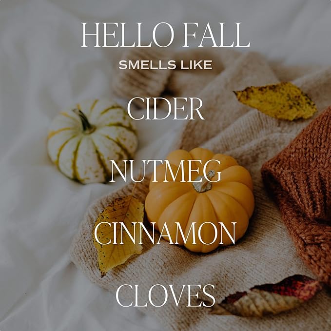 Sweet Water Decor Hello Fall Candle - Cinnamon Apples Cloves & Nutmeg Fall Scented Candle for Home Decor - 100% Cotton Wick Halloween Candle with 40 Hour Burn Time - Made in The USA - 9oz Clear Jar