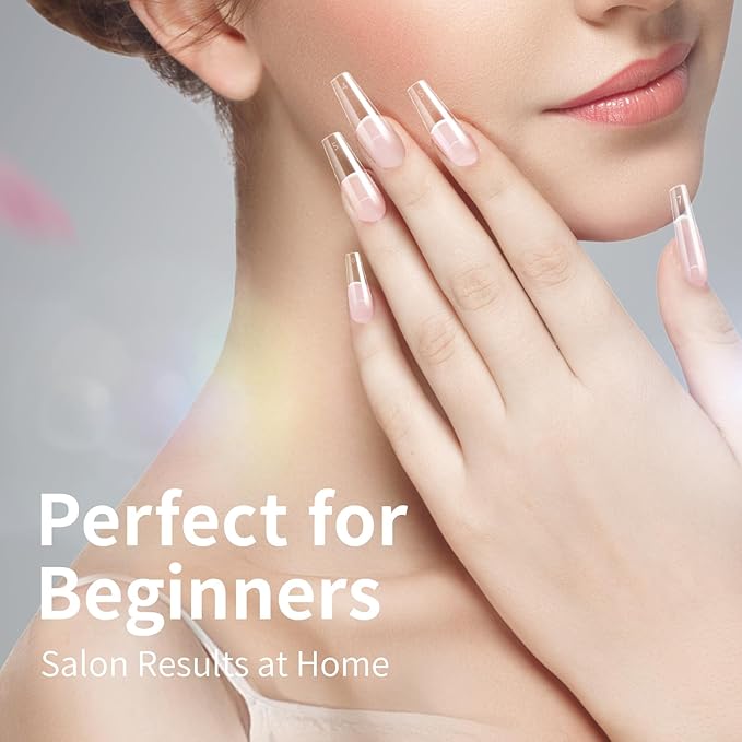 krofaue 600PCS Half Cover Coffin Nail Tips - Acrylic Nail Tips 12 Size Clear False Nails Tips with Box for Nail Salons and Home DIY (Clear)