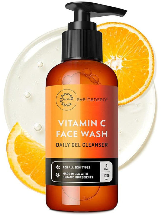 Vitamin C Cleanser Face Wash | Anti Aging Facial Cleanser for Fine Lines, Age Spots, Dark Circles | Cruelty Free Skin Care Cleansing Gel with Aloe Vera, Vitamin E (4 oz)