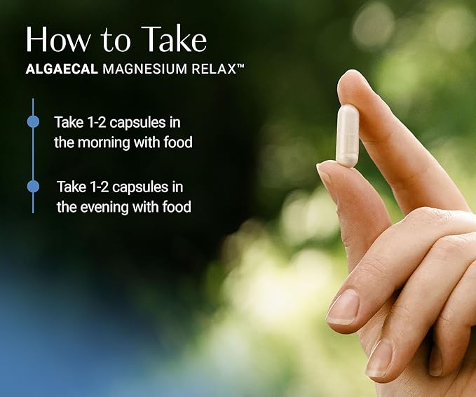AlgaeCal Magnesium Relax™ - Chelated Magnesium with Ashwagandha for Sleep & Occasional Anxiety - Glycinate, Malate, Citrate - Sleep, Mood, & Cortisol Support (4 Months Supply)