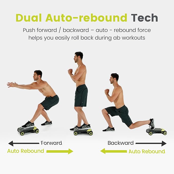 WONDER CORE Slide Fit, Ab Roller Board with 4 Wheels, Automatic Rebound Abdominal Wheel for Core Workout, Ab Exercise Equipment, Abdominal Exerciser, Heroboard Fitness Rolling Board with Knee Pad