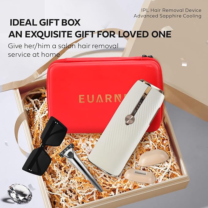 Laser Hair Removal with Ice Cooling, IPL Hair Removal Device Painless, EUARNE Home Use Facial Hair Removal for Women, Dual Lights, Effective in 2 Weeks, Body & Face Epilator, Storage Bag for Travel.