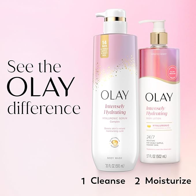 Olay Body Lotion for Women, Nourishing with Hyaluronic Acid Serum, Visibly Soften & Smooth Skin, 24hr Moisture & Hydration, Fast Absorbing Formula, Vitamin B3 Complex, For All Skin Types, 17 fl oz