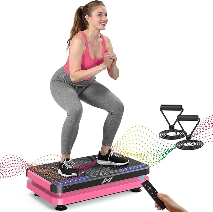 AXV Vibration Plate Fitness Platform Exercise Machine Vibrating Lymphatic Drainage Shaking Full Body Shaker Workout Vibrate Stand Shake Board Sport Gym for Weight Loss Fat Burner for Women Men