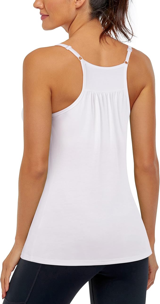 Hibelle Women's Workout Yoga Racerback Tank Tops with Built in Shelf Bra