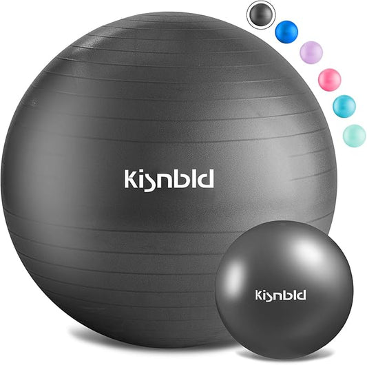 Exercise Ball, Extra Thick Yoga Ball for Workout Pregnancy Stability, 4 Sizes Anti-Burst Balance Ball with Foot Pump - Heavy Duty Fitness Ball Chair for Office, Home & Gym