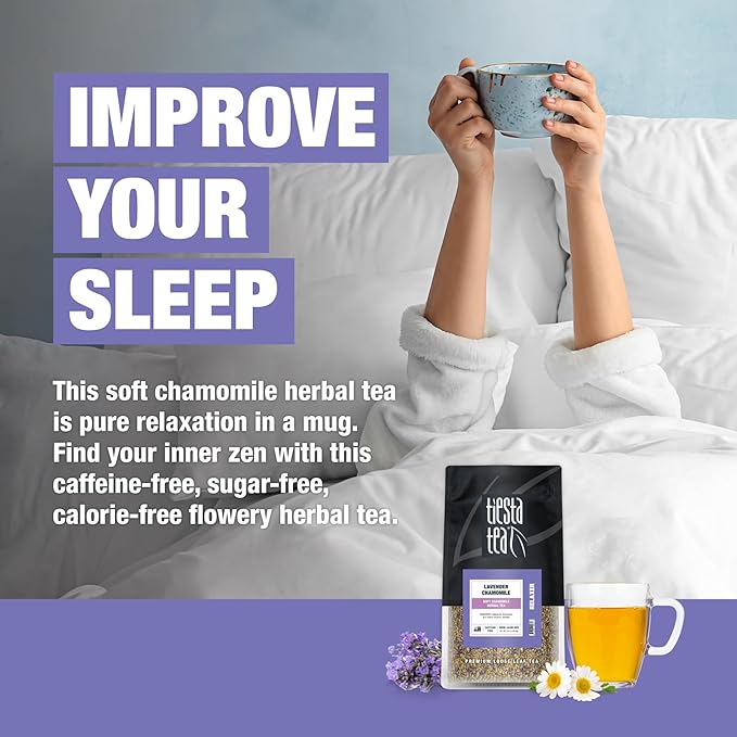Tiesta Tea - Lavender Chamomile Herbal Tea, Loose Leaf, Calming Blend with Chamomile and Lavender, Caffeine-Free Herbal, Great for Hot or Iced Brews, Resealable Bulk Pouch, 200 Cups, 8 Ounce