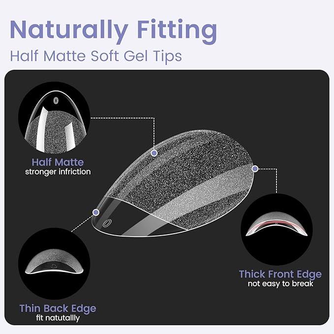 Extra Short Almond Nail Tips: 240Pcs Small Almond Shape Soft Gel Fake Nail Tips with Nail Stand, 12 Sizes Full Cover Clear Press on Nails for Girls for Home DIY Salon