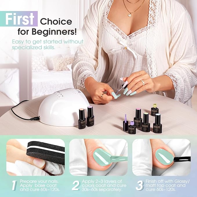 ROSALIND Macaron Gel Nail Polish Set, 12 Colors White Yellow Green Gel Polish Light Pink Candy Colors Gels Polish Set Soak Off Pastel Spring Summer Gel Polish Kit for Nail Art Gift