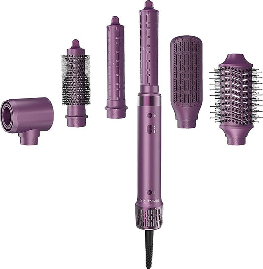StyleVibe 6-in-1 Multi-Styler, Blow Dryer Brush & Thermal Brush with Auto Wrap Curl L/R, Fast Drying, Smooth Blowouts, Root-Lift Volume, No Heat Damage Frizz-Free Air Styler with Travel Bag