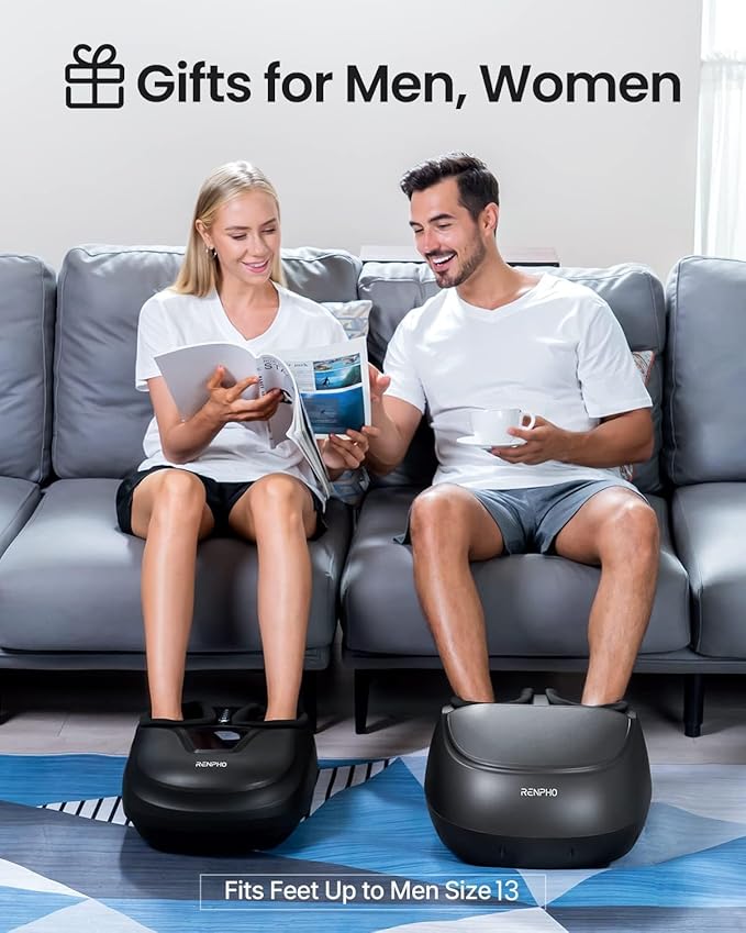 RENPHO Foot Massager Machine [2025 Upgraded], Shiatsu Foot Massager with Heat, Plantar Fasciitis Massager, True Feet Massage, Birthday Gifts for Women Mom Men Dad, Fits Up to Size 13