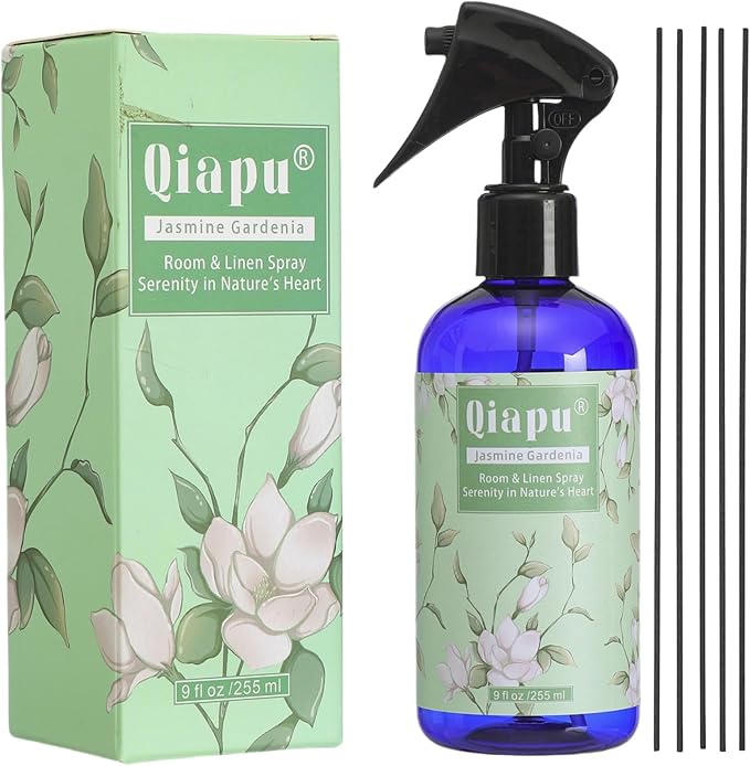 Natural Bedroom Linen Spray | Gardenia & Jasmine Scented Room Mist with Plant Extracts for Sheets, Pillows & Curtains – 9oz