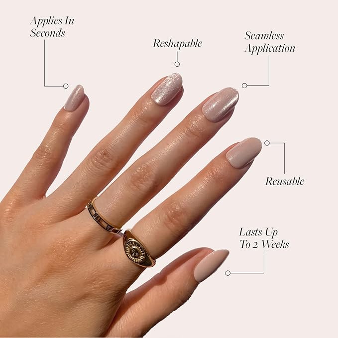 Glamnetic Press On Nails - Pure Intentions | Glossy, Semi-Transparent, Short Round Nails, Salon Quality | 12 Sizes - 30 Nail Kit with Glue