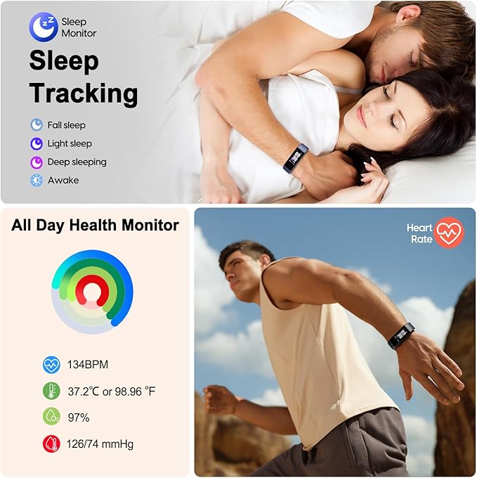 ENGERWALL Fitness Tracker with Step/Distance/Calories Counter, Activity Tracker with Heart Rate Monitor, Slim Style Watch IP68 Waterproof, Sleep Monitor Tracker, Pedometer Watch for Women Men Kids