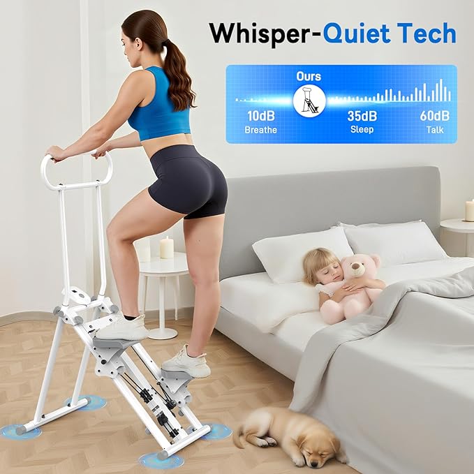 ERGOLIFE Stair Stepper with 3-Level Adjustable Resistance, 350lbs Upgrade Foldable Stairmaster Machine for Home Gym Workout, Cardio Stair Climber with Low Noise