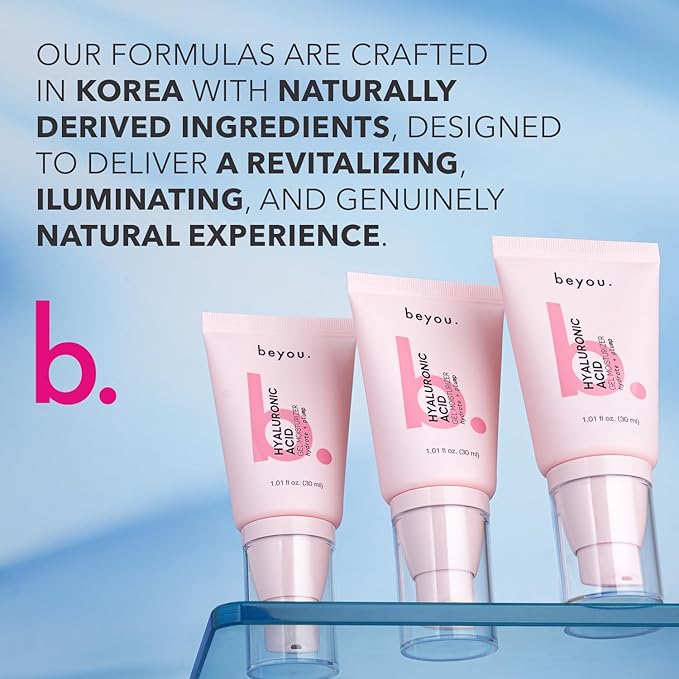 Beyou. Hyaluronic Acid Gel Moisturizer – Lightweight Oil-Free Water Gel for Deep Hydration, Plumping & Reducing Dryness – Fragrance-Free Korean Skincare for Sensitive & All Skin Types – 1.01 fl oz
