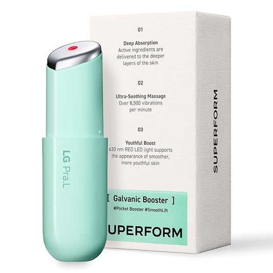 Superform Galvanic Booster, 1min booster for ageless, anti-aging and firming pocket booster, glow on the go (Mystic White) (Aqua Mint)