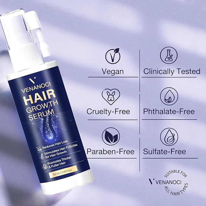 VENANOCI Hair Growth Oil Spray: with Rosemary, Biotin, Batana Oil & Rice Water – Natural Anti-Hair Loss Treatment for Thinning Hair – Promotes Thicker, Fuller Hair for Women & Men – All Hair Types