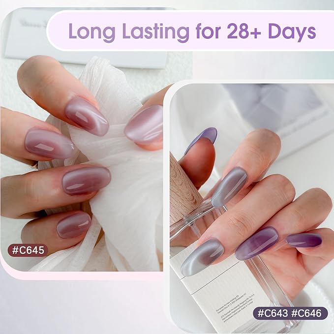 ROSALIND Cat Eye Gel Nail Polish - 12 Colors Jelly Gel Polish Set Translucent Cateye Effect Soak Off UV Set Magic Magnetic Glitter Nail Art Collection with Magnet Stick Manicure Gift for Women