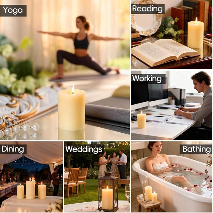 12 Pack Beeswax Pillar Candles,Ivory White Beeswax Candles-360 Hours Long Burning,Unscented Bees Wax Candles for Home,Prayer,Emergency,Dripless Smokeless Organic Pillar Candles 2x3in