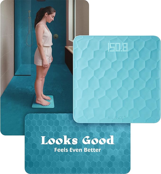 Greater Goods Colorful Designer Bathroom Scale: Non-Slip Silicone Cover, Hidden LED Display, Spot-On Precision, 400 lb Capacity
