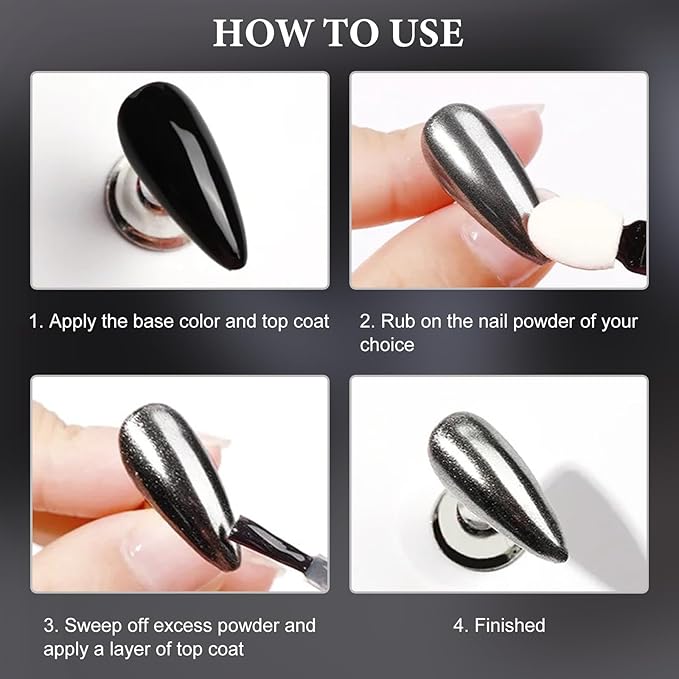 2 Colors Copper Black Chrome Nail Powder Dark Bronze Matallic Mirror Effect Nail Chrome Pigment Holographic Aurua Dust for Manicure Art Design Home Salon Supplies