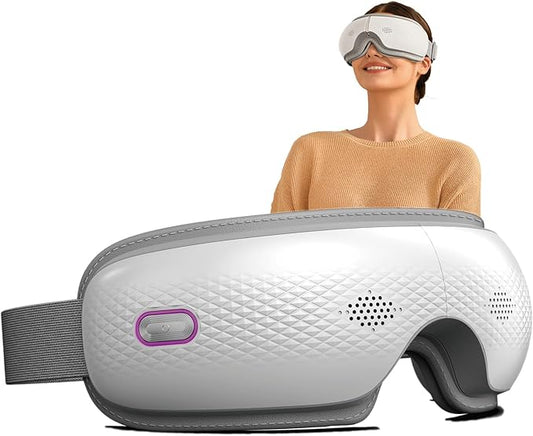 SKG Eye Massager with Heat & Music, Foldable Eye Mask for Migraine & Strain, 5 Massage Modes, Perfect Relaxation Birthday Gifts for Dad, Mom, Men, Women