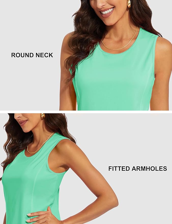 MAGCOMSEN Women's Sleeveless Workout Shirts UPF 80+ Dry Fit Running Wicking Tank Tops Athletic Gym Summer