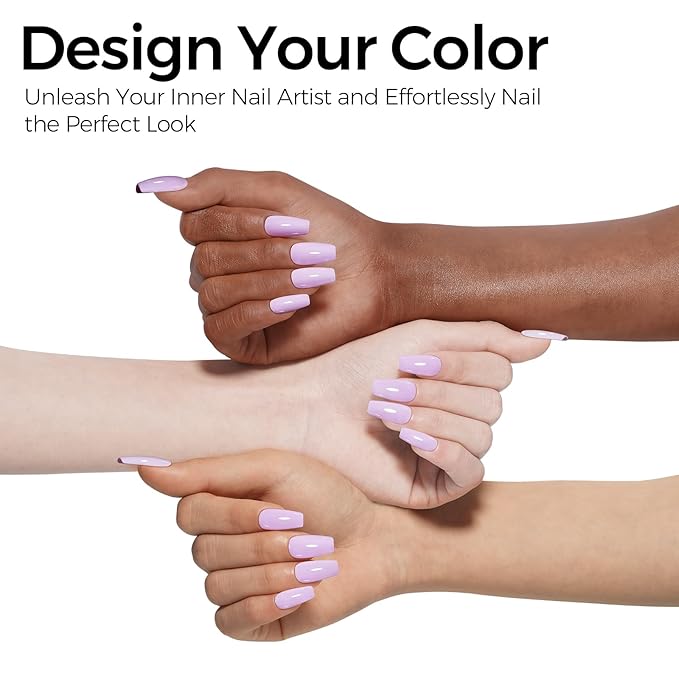 TOMICCA Purple Gel Nail Polish, 15ml Pastel Lilac Purple Gel Polish Colors, Soak Off UV Nail Art Macarons Manicure Salon DIY for Spring Summer