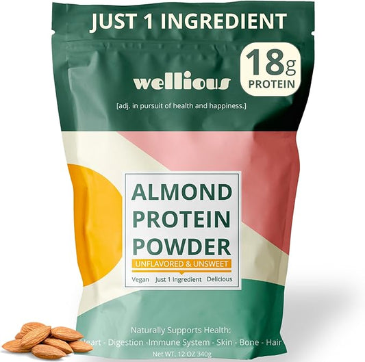 wellious Unflavored & Unsweetened Protein Powder | Vegan - Plant Based Protein Powder Dairy Free for Gut Health, No Sodium, High Fiber, Keto Friendly, Non Dairy, Lactose Free