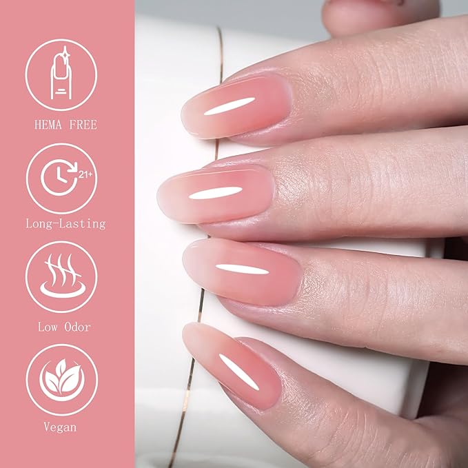 6 Colors Sheer Jelly Gel Polish Baby Blush Soft Shades Hema Free Art DIY Salon Gift