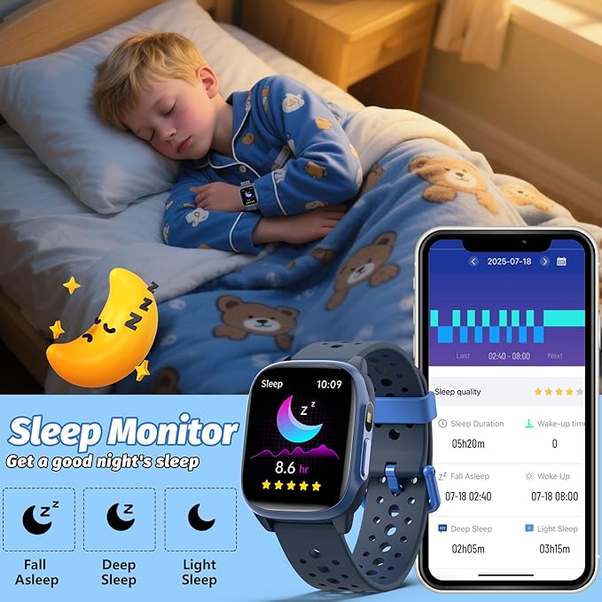 Kids Watch with 140 Sports Modes, 1.5" Kids Fitness Tracker, Boys Smart Watch, No APP/Phone Required, Sleep Monitor, Heart Rate, Puzzle Games, IP68 Waterproof,Gifts for Girls Teens Aged 6-15