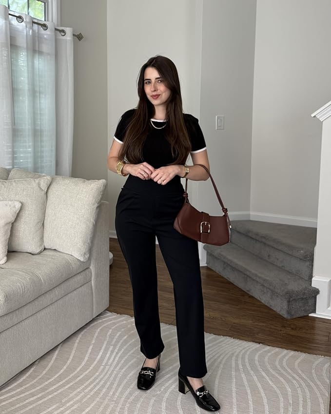 G4Free ShiftReady Womens Ankle Dress Yoga Pants with Pockets Stretchy Business Casual Slacks Work Trousers Travel Pant