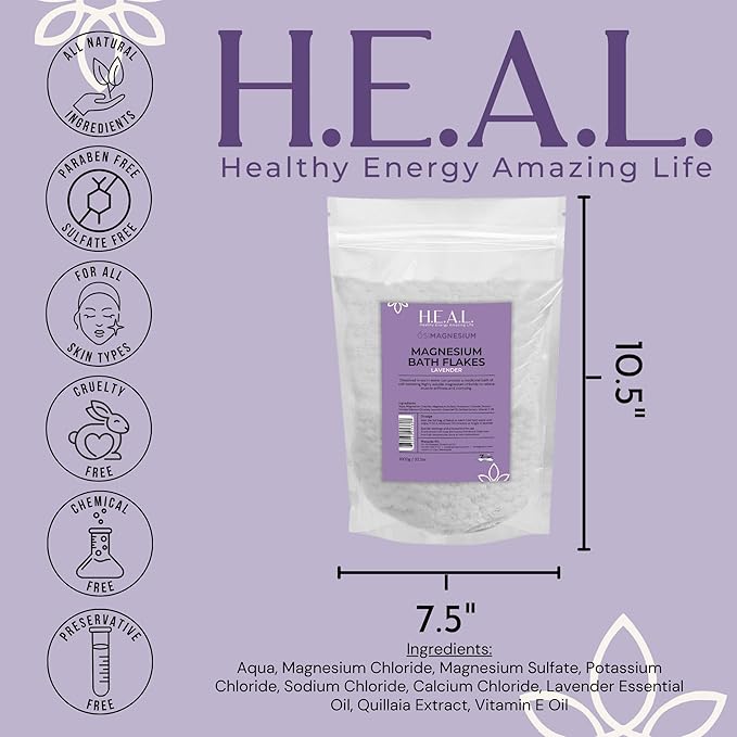 Bath Flakes with Lavender Essential Oil- 2.2lbs for a Calm and Relaxed Evening